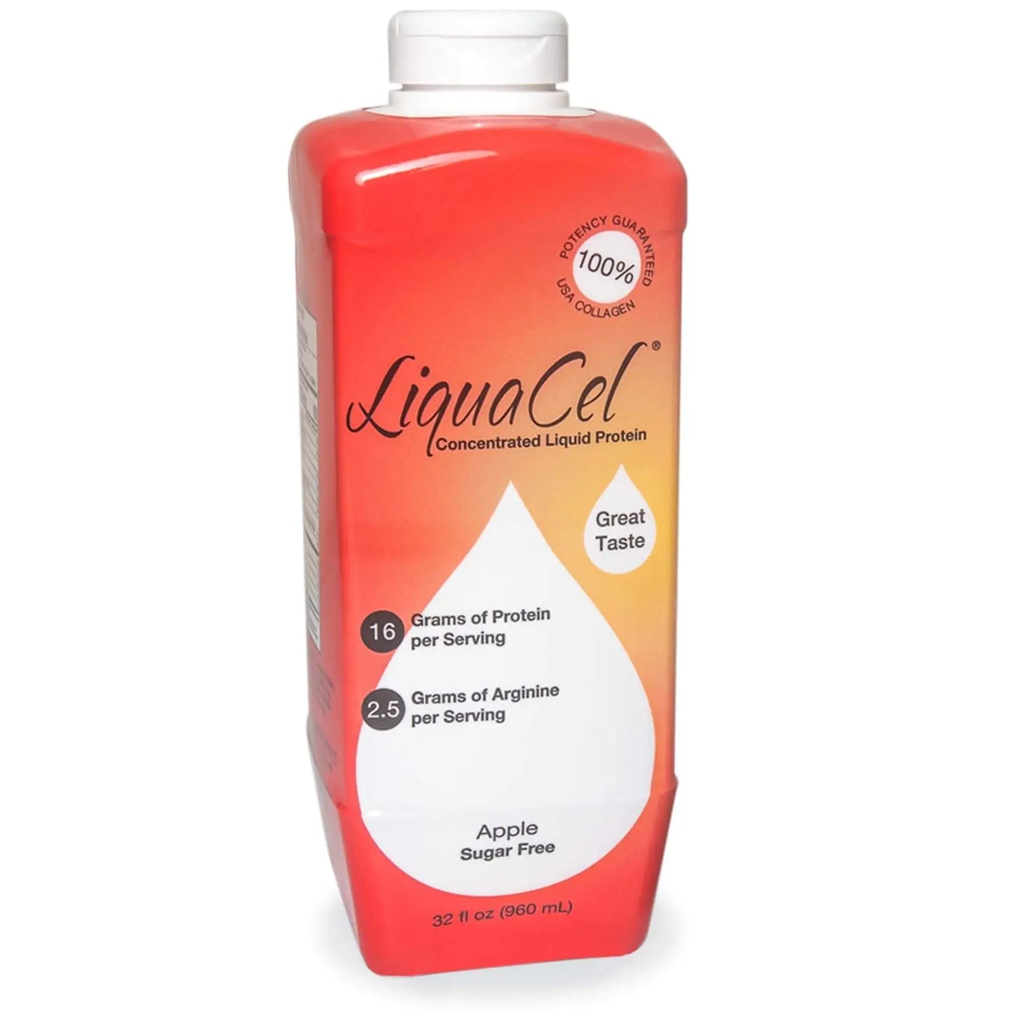 LiquaCel Concentrated Liquid Protein Sugar-Free Apple 32oz Bottle – Collagen Whey Arginine