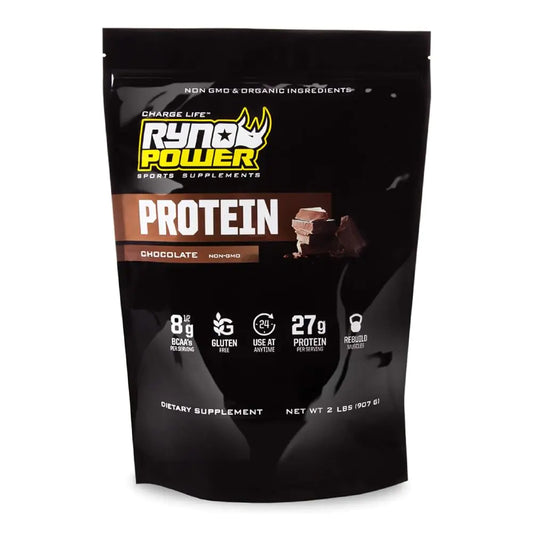 Ryno Power All Natural Whey Protein 2lb (20 Servings) Chocolate - 100% Whey Protein Blend & No Fillers - Non GMO