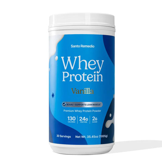 Santo Remedio Vanilla Whey Protein Premium Whey Protein Powder 24g of Protein per Serving 30 Servings